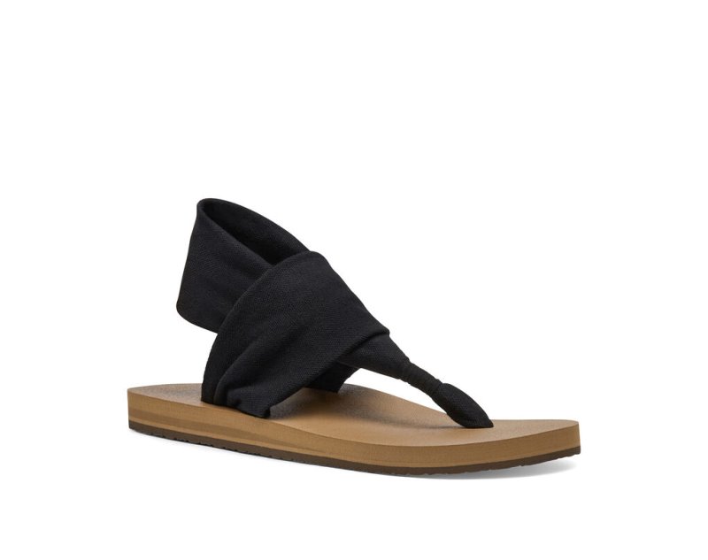 Sanuk Sling St Vegan Women's Sandals Black / Brown | Canada 87RVD